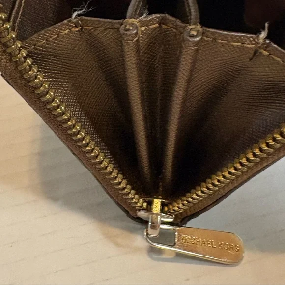 Michael Kors Bronze Monogram Zip-Around Wallet with Gold Plaque - Picture 8 of 10